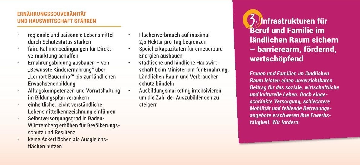 Politische Forderungen fr Frauen im Lndlichen Raum